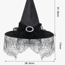 (Black Spider Web Tulle) Halloween Heksehatt Blonder Ansiktsdeksel Mystisk Trollmannskostyme Polyester Taft