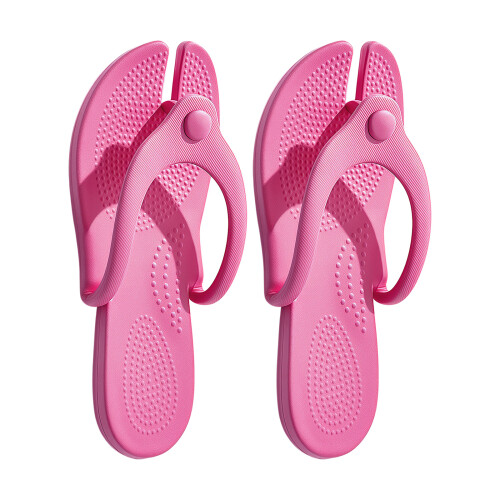Space Saving Foldable Flip Flops Quickly Dry-Rosy Red L