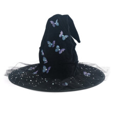(Style Two) Halloween fjärilsveckad häxhatt, taftnät, exklusiv dekorativ hatt för kostymer
