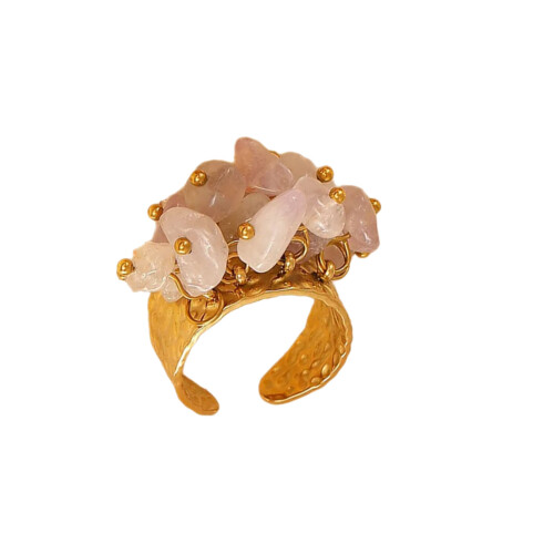 Handmade Crystals And Pearls Statement Rings With Wire-B
