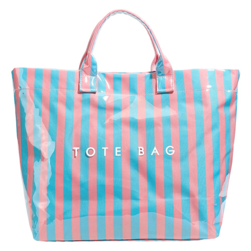 Stylish Striped Bag With Quick Access Feature Holds-blue pink
