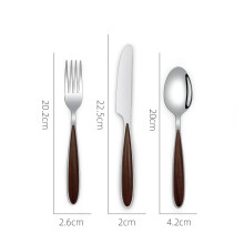 (Rosewood Grain Three-Piece Set) Steakbesteck-Set aus Edelstahl im Westernstil mit Holzmaserung – Premium-Restaurantbesteck