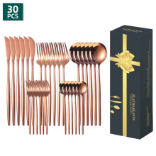 (Rose gold 30-piece set) 24-delars portugisisk stekkniv, gaffel och skedset för västerländsk hotellmat
