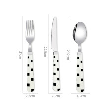(Pure white three-piece set) Bestickset i rostfritt stål i västerländsk stil, långt skaft för dessertkaffe och gaffel för hemmabruk