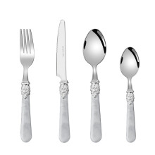 (White Four-Piece Set) Western servisset med 5 delar i rostfritt stål, förtjockad biffkniv, gaffel och sked i europeisk stil