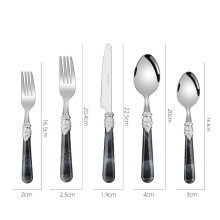 (Black Five-Piece Set) Western servisset med 5 delar i rostfritt stål, förtjockad biffkniv, gaffel och sked i europeisk stil