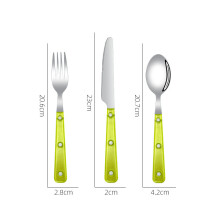 (Fluorescent green three-piece set) Avancerat nordiskt rostfritt stål med stekkniv, gaffel och sked, komplett set, västerländsk restaurangstil