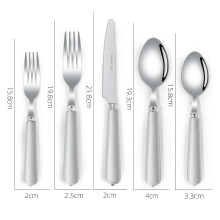(Gray and White Five-Piece Set) Pärlemorskimrande westernservisset: Bärbar kniv, gaffel och sked, lätt och lyxig nordisk stil