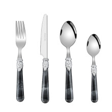 (Black four-piece set) Western servisset med 5 delar i rostfritt stål, förtjockad biffkniv, gaffel och sked i europeisk stil
