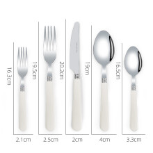 (Off-white five-piece set) Steakmesser-, Gabel- und Löffelset aus Edelstahl im Western-Stil, tragbares, hochwertiges europäisches Tafelgeschirr