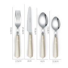 (Milk Coffee Four-Piece Set) Pärlemorskimrande westernservisset: Bärbar kniv, gaffel och sked, lätt och lyxig nordisk stil