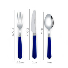 (Blue 3-piece set) Western rostfritt stål stekkniv, gaffelskedset, bärbart europeiskt exklusivt bordsservis