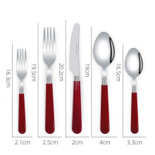 (Red 5-piece set) Western rostfritt stål stekkniv, gaffelskedset, bärbart europeiskt exklusivt bordsservis