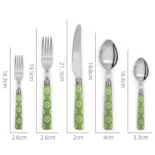 (Green 5-piece set) Stainless Steel Vintage Steak Knife, Salad Fork & Dessert Spoon Set