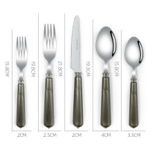 (Iron Gray Five-Piece Set) Pearlescent Handle Western Tableware Set: Portable Knife Fork Spoon, Light Luxury Nordic Style