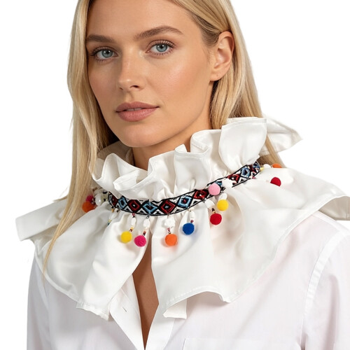 Faux col brodé, style bohème, collier détachable pour Costume
