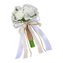 Everlasting White Artificial Bridal Rose Bouquet Realistic-B S