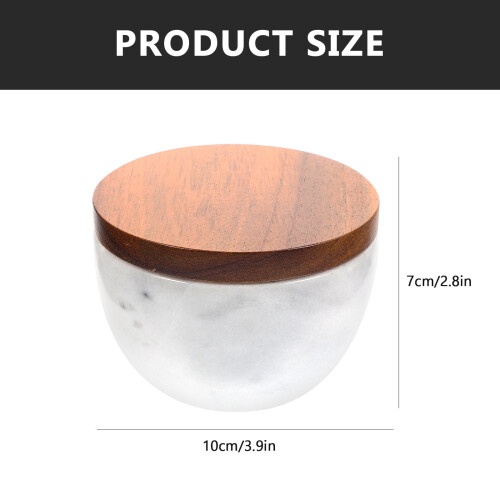 Square Ceramic & Wood Spice Jar with Marble Lid 1