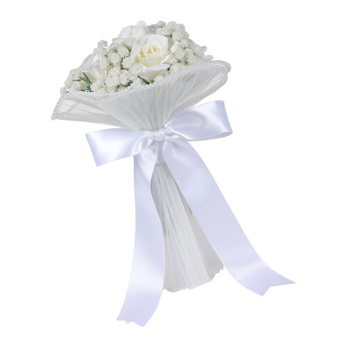 Rose Bouquet Artificial Rose Arrangement White Fabric-C S