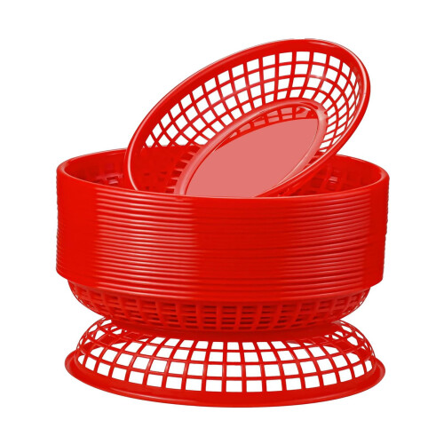 24 Red Oval Food Serving Baskets 1