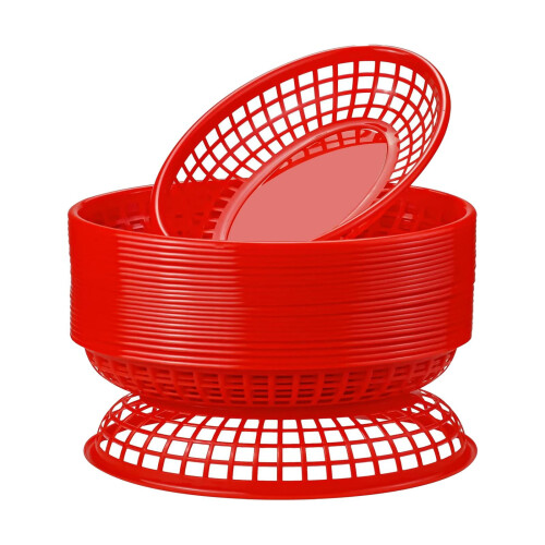 24 Red Oval Food Serving Baskets 2
