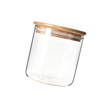 Stylish Transparent Storage Jar With Tight Bamboos Lid-10x10