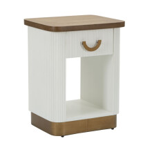 Comodino in legno bianco e marrone cm 48x40x62