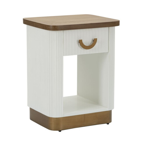 Comodino in legno bianco e marrone cm 48x40x62