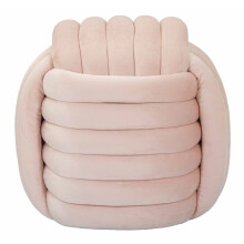 Pouf intrecciato in velluto rosa cm 45x45x45