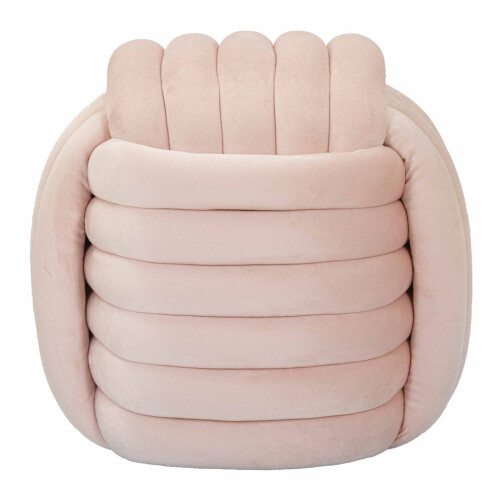 Pouf intrecciato in velluto rosa cm 45x45x45