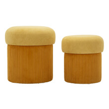 Set di 2 pouf contenitore senape cm ø 42x44-35x37