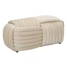 Panca intrecciata in velluto crema cm 90x45x45