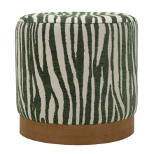 Pouf in tessuto bianco e verde cm Ø 40x40