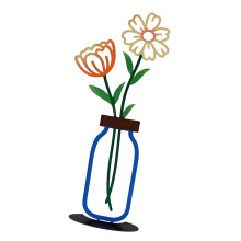 Iron Metal Vase Flower Tabletop Decors- yelloworange flower