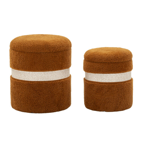 Set di 2 pouf contenitore marrone cm ø 40x47-32x38