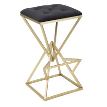 Sgabello bar piramidi in metallo dorato cm 40x40x75