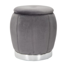 Pouf con contenitore in tessuto grigio Ø cm 43x43