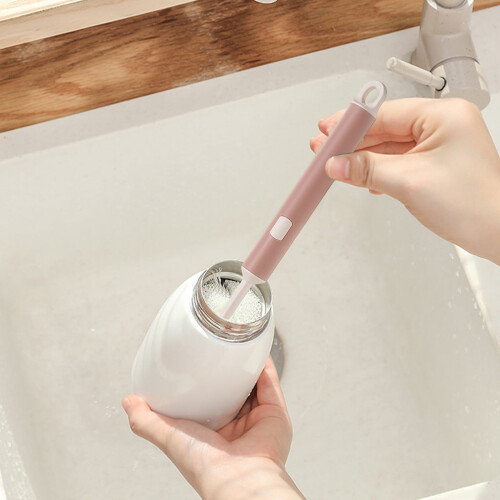 Esponja de limpieza rosa con mango largo – Cabezal desmontable,