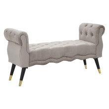 Panchetta 2 posti in tessuto grigia con gambe in legno cm 120x40x60