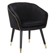 Poltrona in tessuto nera con finiture dorate cm 62x58x78
