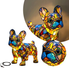 Hondje met glas-in-lood LED-nachtlampje (1 stuk)