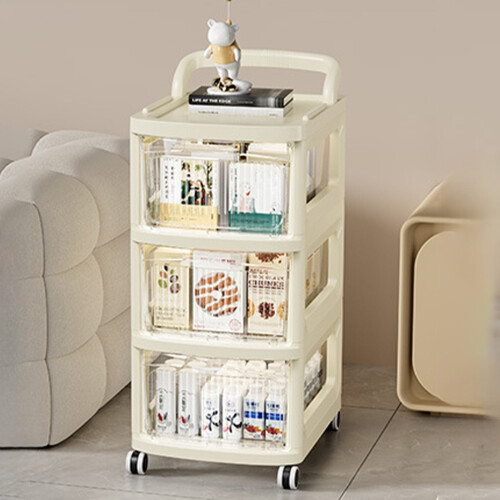 Clear Plastic Rolling Storage Cart3-Tier