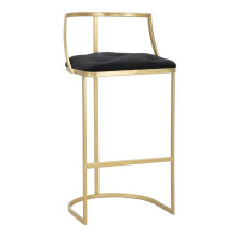 Sgabello bar in metallo e tessuto dorato e nero Ø cm 45x90