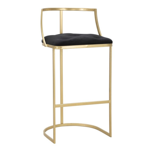 Sgabello bar in metallo e tessuto dorato e nero Ø cm 45x90
