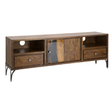 Mobile portatv in legno marrone con 2 cassetti e anta cm 175x40x60