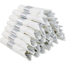 30-delige zilverkleurige plastic bestekset met voorgerolde servetten