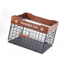 Panier d'accessoires pour animaux en métal à entrée inclinée