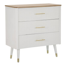 Comò in legno bianco e marrone con 3 cassetti cm 78x37x80