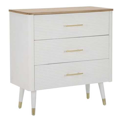 Comò in legno bianco e marrone con 3 cassetti cm 78x37x80