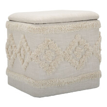 Pouff contenitore quadrato in tessuto beige cm 40x40x40